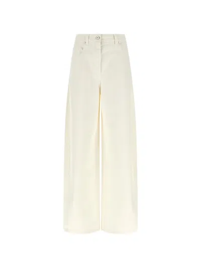 Brunello Cucinelli Dyed Denim Wide-leg Jeans In White