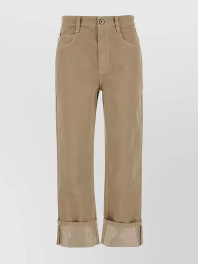 Brunello Cucinelli Dyed Finish Trousers With Pockets And Cuffs