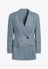 Brunello Cucinelli Avio-coloured Linen Blend Jacket In Light Blue