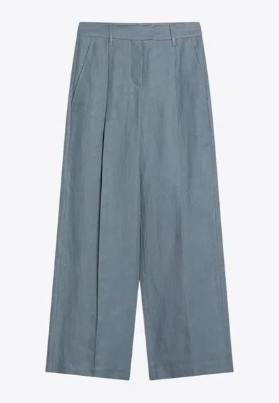 Brunello Cucinelli Dyed Hemp And Linen Loose Pants In Light Blue