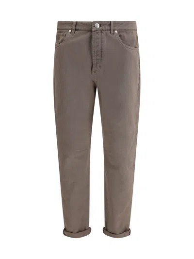 Brunello Cucinelli Dyed Denim Pants In Brown