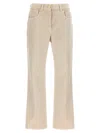 Brunello Cucinelli Loose Trousers In Garment-dyed Comfort Denim With Shiny Tab In Nude
