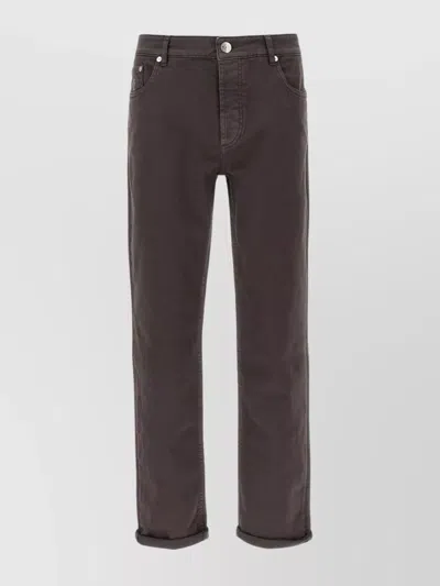 Brunello Cucinelli Dyed Jeans With Back Pocket And Belt Loops In Gray