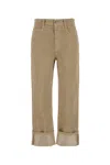 Brunello Cucinelli Dyed Finish Trousers With Pockets And Cuffs In Brown