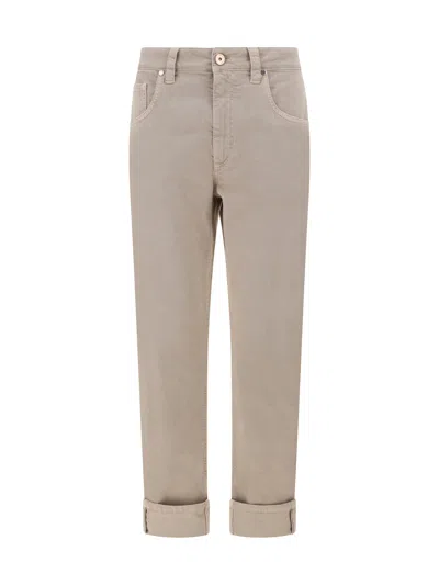 Brunello Cucinelli Dyed Trousers In Coffee Cream