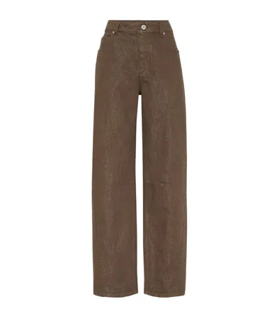 Brunello Cucinelli Dyed Straight Jeans In Brown