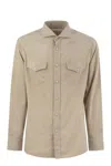Brunello Cucinelli Easy Fit Corduroy Shirt In Neutral