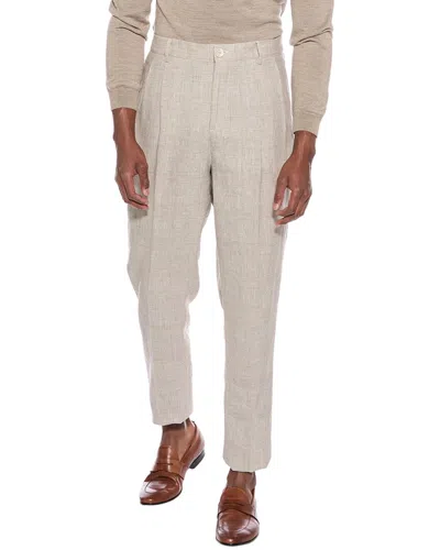 Brunello Cucinelli Easy Fit Linen & Wool-blend Pant In Multi