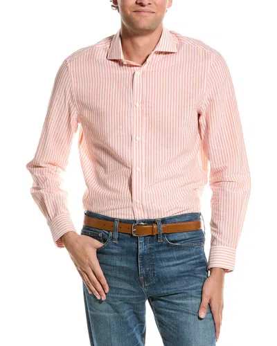 Brunello Cucinelli Easy Fit Linen-blend Shirt In Pink