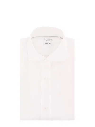 Brunello Cucinelli Easy Fit Linen Shirt In White