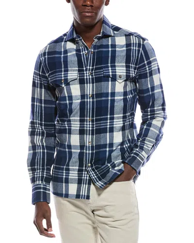 Brunello Cucinelli Easy Fit Western Shirt In Blue