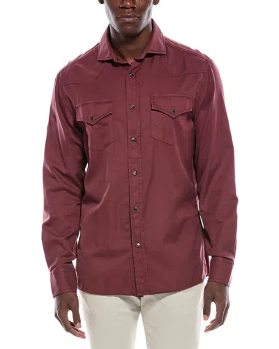 Brunello Cucinelli Easy Fit Western Shirt In Burgundy