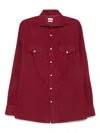Brunello Cucinelli Easy Fit Western Shirt In Corduroy In Red