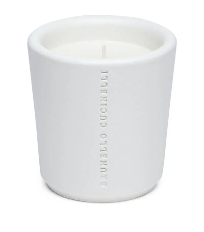 Brunello Cucinelli Ebony And Teak Candle In White