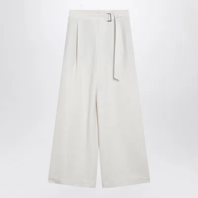 Brunello Cucinelli Sartorial Wrap Trousers Wide Leg Belted In White