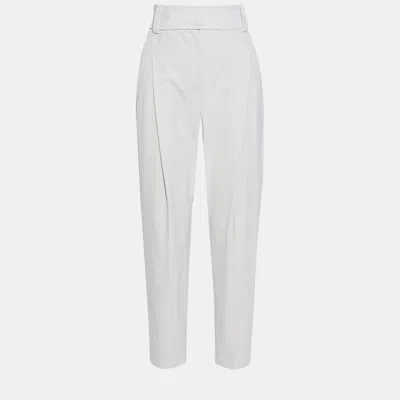 Pre-owned Brunello Cucinelli Ecru White Wool-blend Tapered Trousers Xs (it 36)