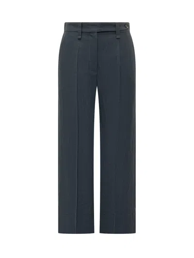 Brunello Cucinelli Effortless Summer Trousers In Mini Fit In Blue