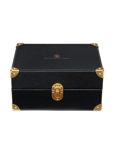 Brunello Cucinelli Eight Watch Leather Case In Black