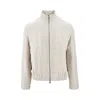 Brunello Cucinelli Textured High-collar Coat With Zip Closure In Beige