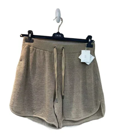 Brunello Cucinelli Elastic Drawstring Shorts In Gray