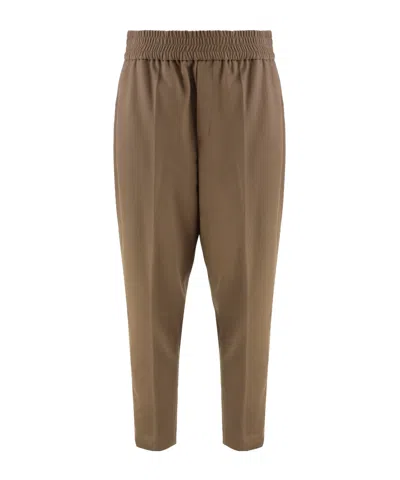 BRUNELLO CUCINELLI ELASTIC-WAIST WOOL TROUSERS