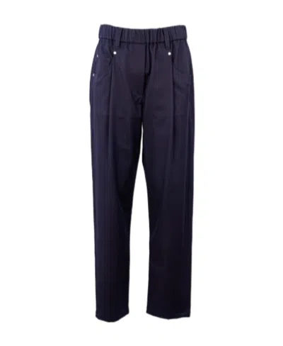 Brunello Cucinelli Elastic Waist Casual Pants In Blue