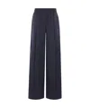 Brunello Cucinelli Wide-leg Trousers With Elastic Waistband In Luxurious Cotton Blend In Blue
