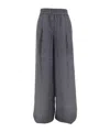 Brunello Cucinelli Check Linen Palazzo Trousers With Sequin Detail In Gray
