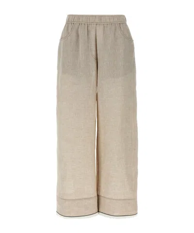 Brunello Cucinelli Elastic Waist Casual Pants In Nude