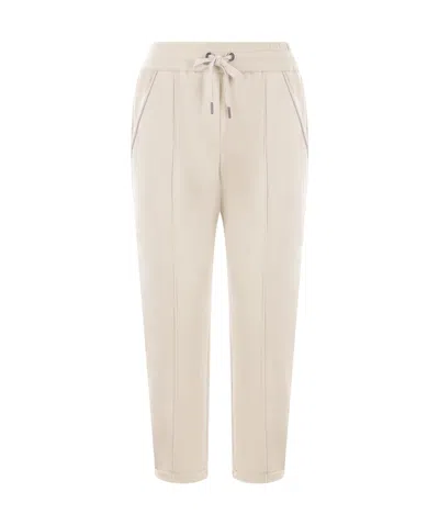 Brunello Cucinelli Monili-detail Track Trousers In Beige