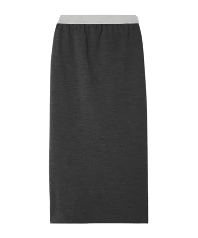 Brunello Cucinelli Elastic Waist Midi Skirt In Black