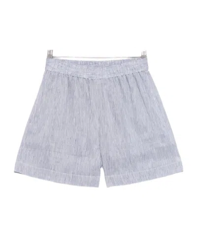 Brunello Cucinelli Striped Elasticated Shorts In Burgundy