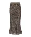 Brunello Cucinelli Brown Linen-silk-cotton Skirt With Paillettes