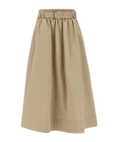 Brunello Cucinelli Elastic Waist Skirt In Nude