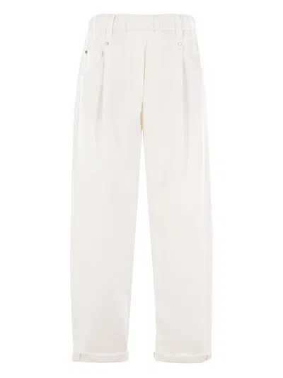 Brunello Cucinelli Elastic-waist Trousers In White
