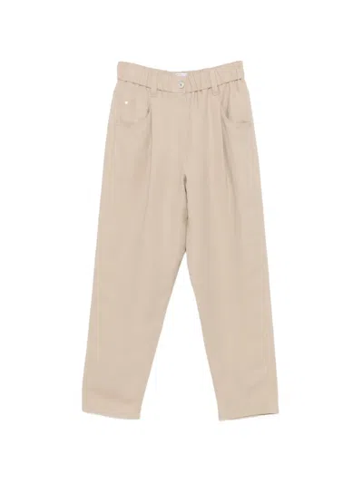 Brunello Cucinelli Elastic Waist Casual Pants In Neutral