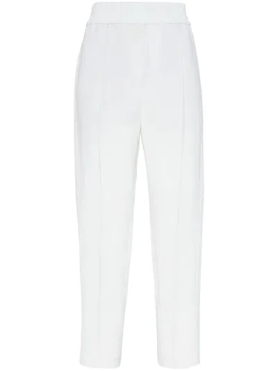 Brunello Cucinelli Elastic Waist Trousers In White