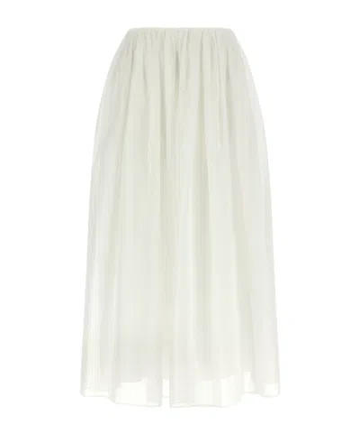 Brunello Cucinelli Elastic Waistband Layer Skirt In White