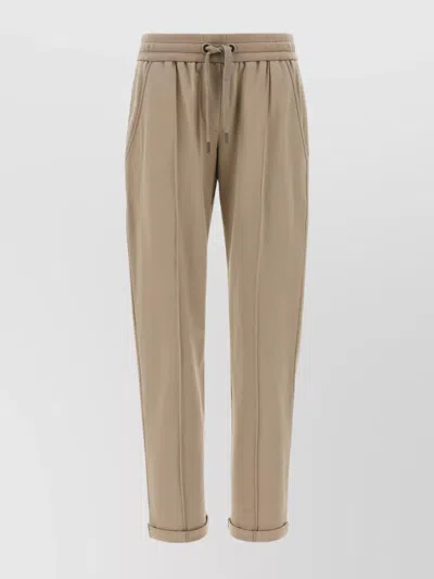 Brunello Cucinelli Elastic Waistband Rolled Cuffs Side Pockets In Brown