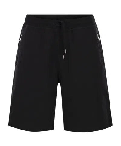 Brunello Cucinelli Men Techno Cotton Fleece Bermuda Shorts In Black