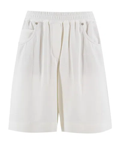 Brunello Cucinelli Elastic Waistband Shorts In White