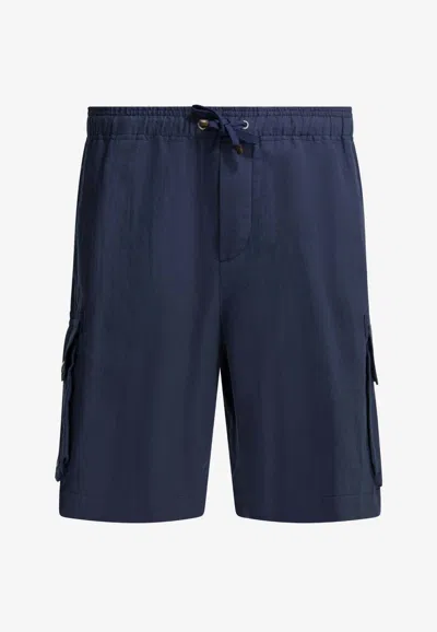 Brunello Cucinelli Elasticated Cargo Shorts In Blue