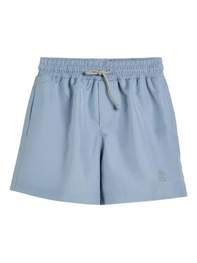 Brunello Cucinelli Kids' Elasticated-drawstring Swim Shorts In Blue