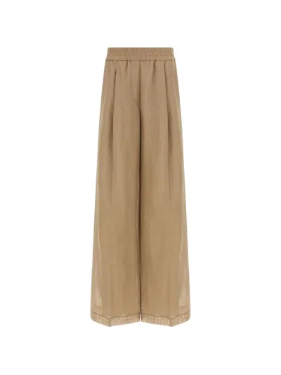 Brunello Cucinelli Elasticated Palazzo Pants In Brown