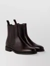 Brunello Cucinelli Elasticated Side Panel Leather Ankle Boots In Brown