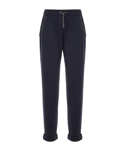 Brunello Cucinelli Elasticated Straight Trousers In Black