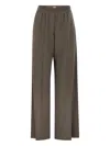 Brunello Cucinelli Trousers Wool Back Pockets Elastic Waistband Wide Leg In Brown
