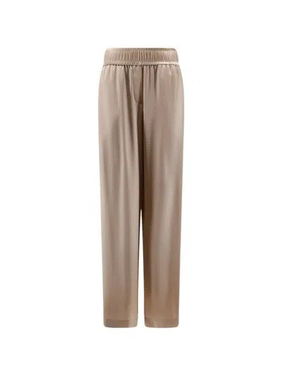 Brunello Cucinelli Women Stretch Silk Trousers In Neutral