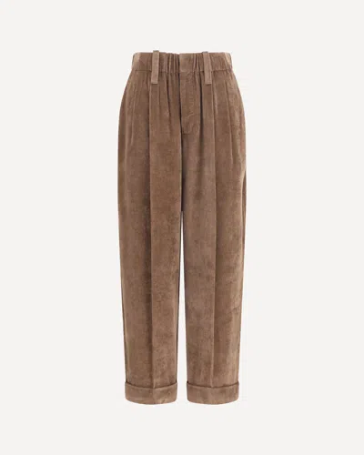 Brunello Cucinelli Elasticated Viscose And Cashmere Pants In Brown