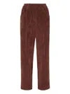Brunello Cucinelli Soft Corduroy Pleated Straight-leg Ankle Pants In Burgundy